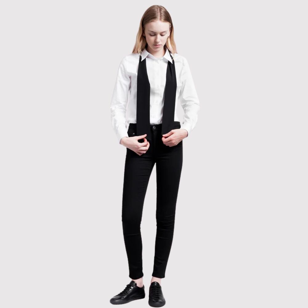 Acne Studios Women Jeans Black Denim Skin 5 Classic Skinny Mid Rise Dark Wash 27